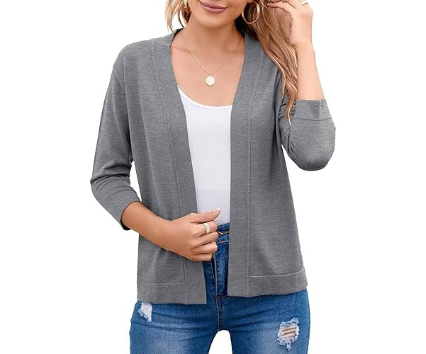 Women's Soft Viscose Blend Cropped Cardigan | Relaxed Open Front Sweater 1