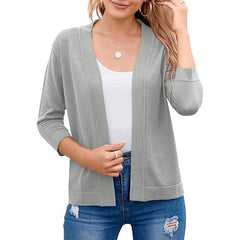 Women's Soft Viscose Blend Cropped Cardigan | Relaxed Open Front Sweater 10