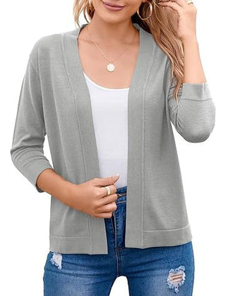 Women's Soft Viscose Blend Cropped Cardigan | Relaxed Open Front Sweater 10