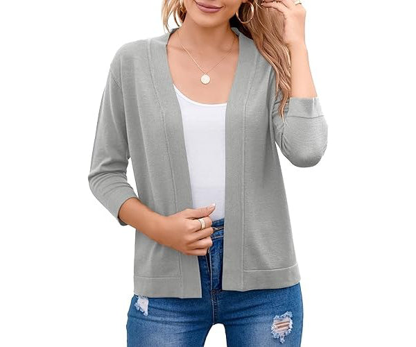 Women's Soft Viscose Blend Cropped Cardigan | Relaxed Open Front Sweater 10