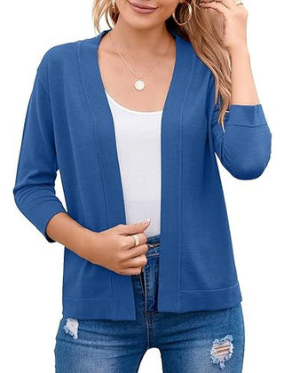 Women's Soft Viscose Blend Cropped Cardigan | Relaxed Open Front Sweater 11