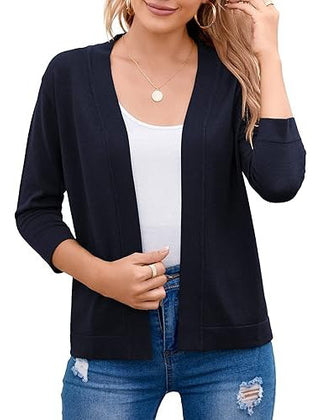 Women's Soft Viscose Blend Cropped Cardigan | Relaxed Open Front Sweater 12