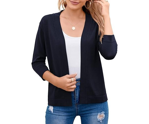 Women's Soft Viscose Blend Cropped Cardigan | Relaxed Open Front Sweater 12