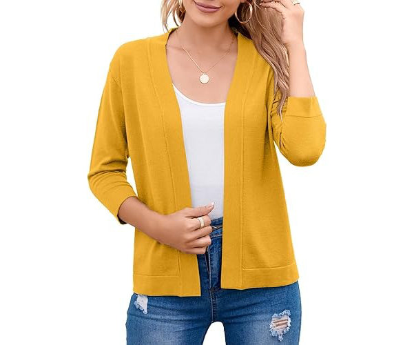 Women's Soft Viscose Blend Cropped Cardigan | Relaxed Open Front Sweater 13