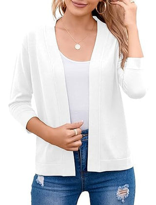 Women's Soft Viscose Blend Cropped Cardigan | Relaxed Open Front Sweater 14