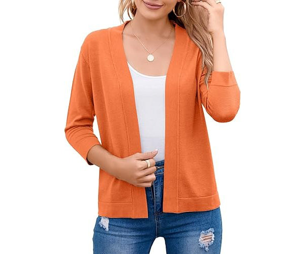 Women's Soft Viscose Blend Cropped Cardigan | Relaxed Open Front Sweater 15