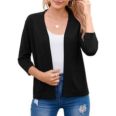 Women's Soft Viscose Blend Cropped Cardigan | Relaxed Open Front Sweater 2