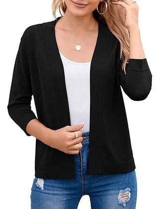 Women's Soft Viscose Blend Cropped Cardigan | Relaxed Open Front Sweater 2