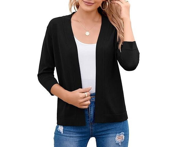 Women's Soft Viscose Blend Cropped Cardigan | Relaxed Open Front Sweater 2