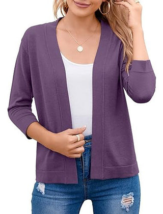 Women's Soft Viscose Blend Cropped Cardigan | Relaxed Open Front Sweater 3