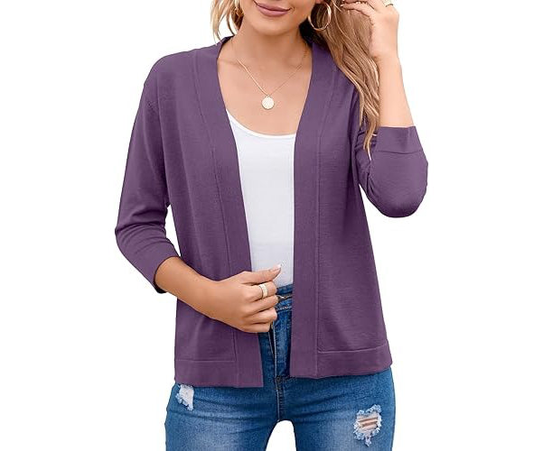 Women's Soft Viscose Blend Cropped Cardigan | Relaxed Open Front Sweater 3