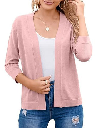 Women's Soft Viscose Blend Cropped Cardigan | Relaxed Open Front Sweater 4