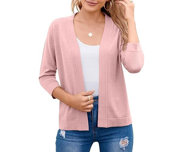Women's Soft Viscose Blend Cropped Cardigan | Relaxed Open Front Sweater 4