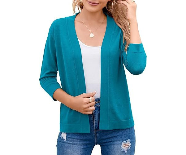 Women's Soft Viscose Blend Cropped Cardigan | Relaxed Open Front Sweater 5