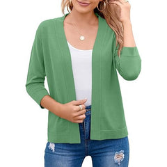 Women's Soft Viscose Blend Cropped Cardigan | Relaxed Open Front Sweater 6