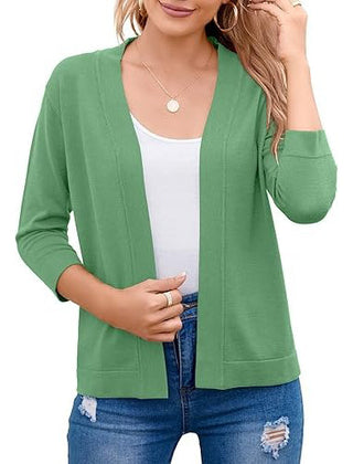 Women's Soft Viscose Blend Cropped Cardigan | Relaxed Open Front Sweater 6