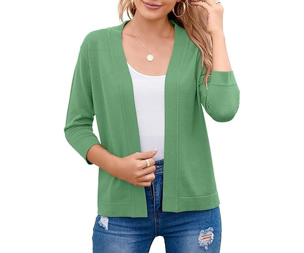 Women's Soft Viscose Blend Cropped Cardigan | Relaxed Open Front Sweater 6
