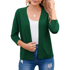 Women's Soft Viscose Blend Cropped Cardigan | Relaxed Open Front Sweater 7