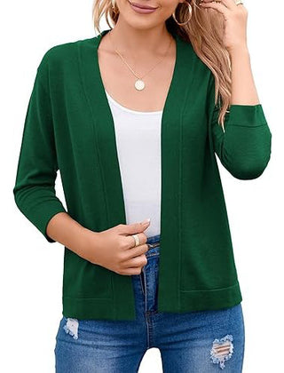 Women's Soft Viscose Blend Cropped Cardigan | Relaxed Open Front Sweater 7