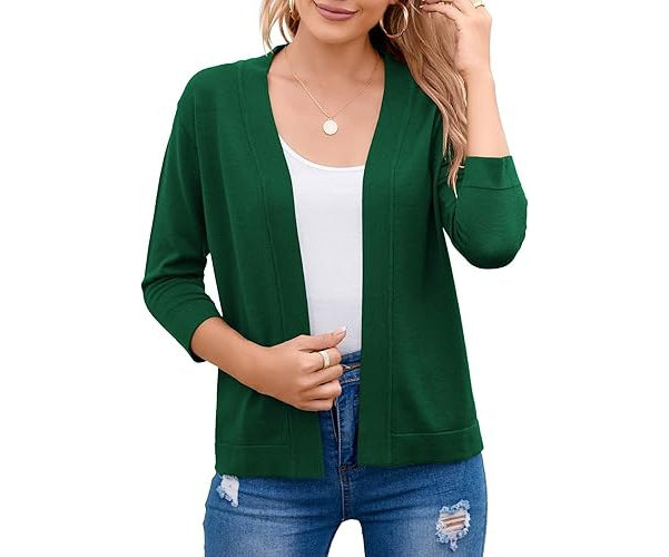 Women's Soft Viscose Blend Cropped Cardigan | Relaxed Open Front Sweater 7