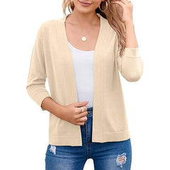 Women's Soft Viscose Blend Cropped Cardigan | Relaxed Open Front Sweater 8