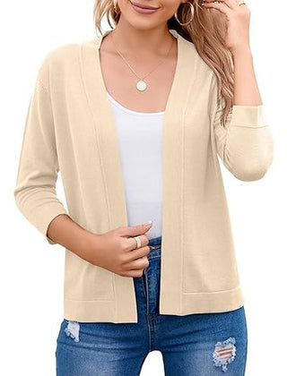 Women's Soft Viscose Blend Cropped Cardigan | Relaxed Open Front Sweater 8