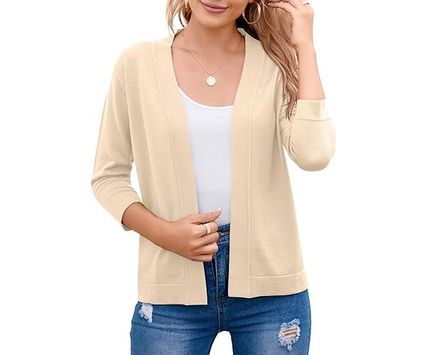 Women's Soft Viscose Blend Cropped Cardigan | Relaxed Open Front Sweater 8