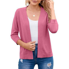 Women's Soft Viscose Blend Cropped Cardigan | Relaxed Open Front Sweater 9