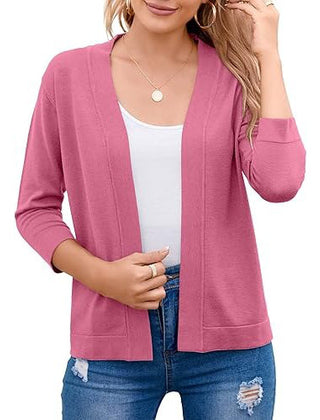 Women's Soft Viscose Blend Cropped Cardigan | Relaxed Open Front Sweater 9