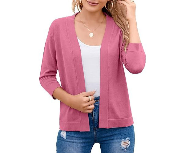 Women's Soft Viscose Blend Cropped Cardigan | Relaxed Open Front Sweater 9