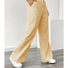 Women's Striped Linen Wide Leg Pants | Effortless Relaxed Fit Summer Trousers 1