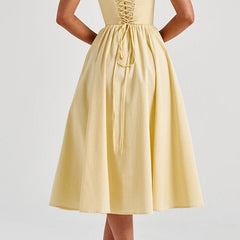 Women's Structured Corset Midi Dress | Elegant A-Line Summer Dress with Sweetheart Neckline 2