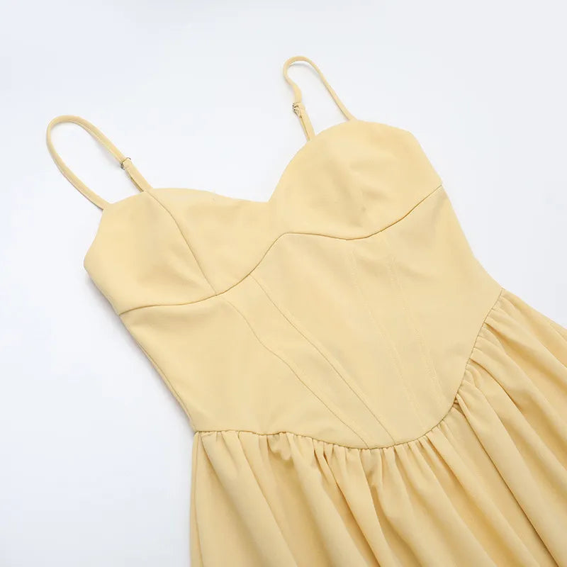 Women's Structured Corset Midi Dress | Elegant A-Line Summer Dress with Sweetheart Neckline 7