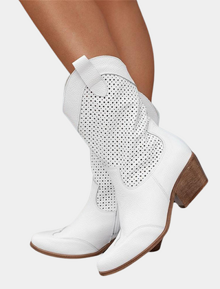 Women's Stylish Leather Cowboy Boots | Comfortable Orthopedic Mid-Calf Footwear 0