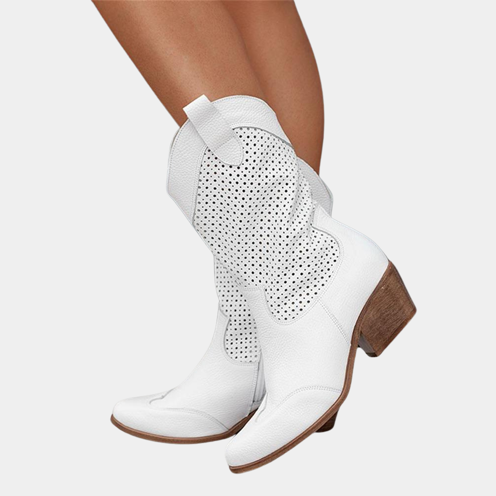 Women's Stylish Leather Cowboy Boots | Comfortable Orthopedic Mid-Calf Footwear 0