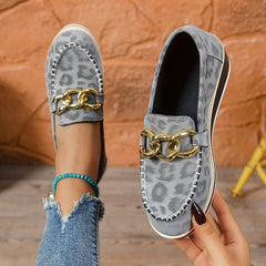 Women's Stylish Platform Loafers | Black Chain-Decorated Slip-On Shoes 5