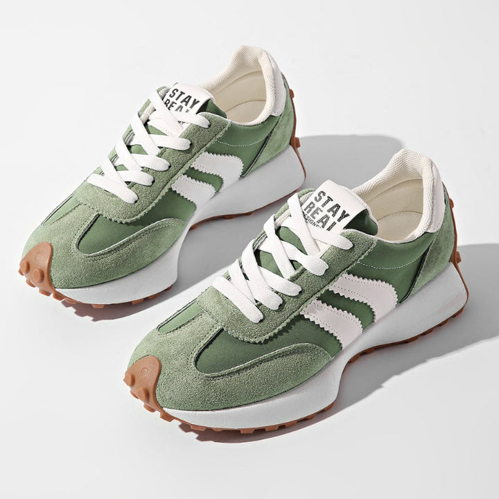 Women's Suede-Look Retro Platform Sneakers | Stylish Chunky White Sneakers