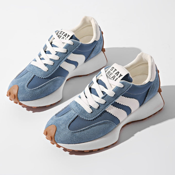 Women's Suede-Look Retro Platform Sneakers | Stylish Chunky White Sneakers