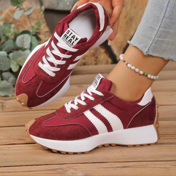 Women's Suede-Look Retro Platform Sneakers | Stylish Chunky White Sneakers