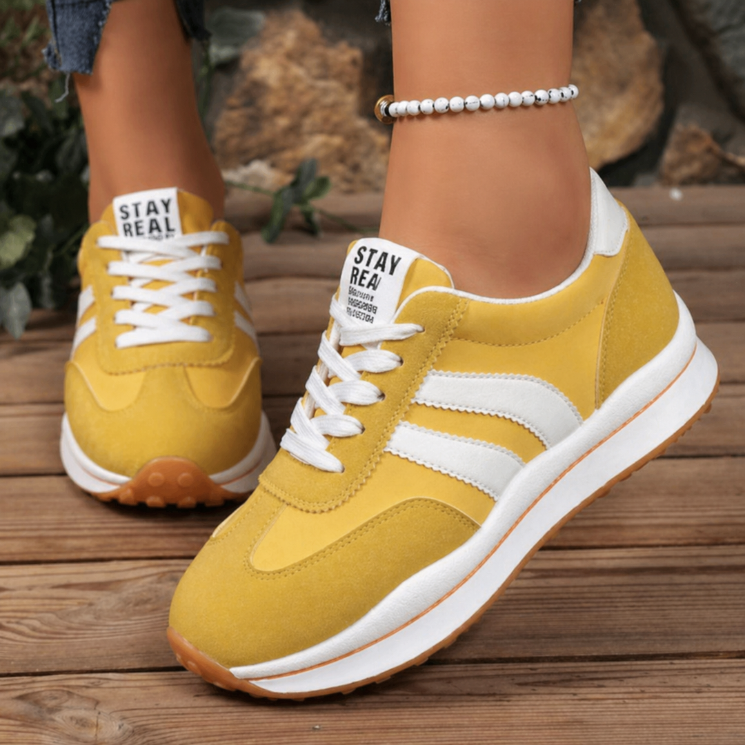 Women's Suede-Look Retro Platform Sneakers | Stylish Chunky White Sneakers