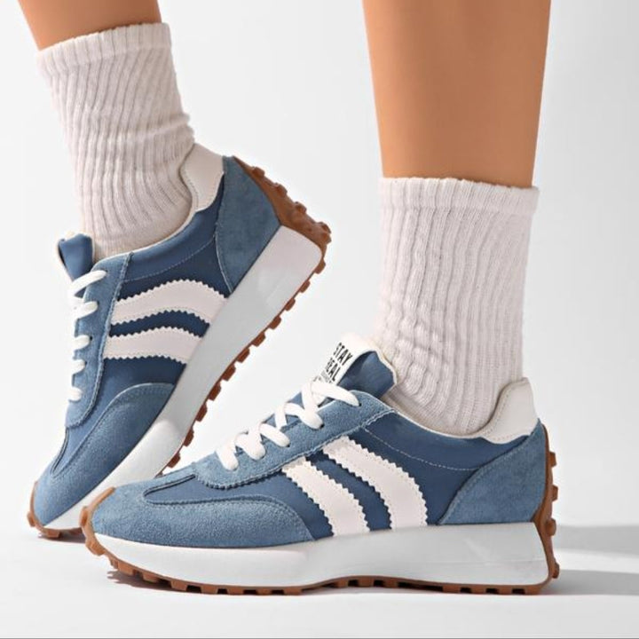 Women's Suede-Look Retro Platform Sneakers | Stylish Chunky White Sneakers