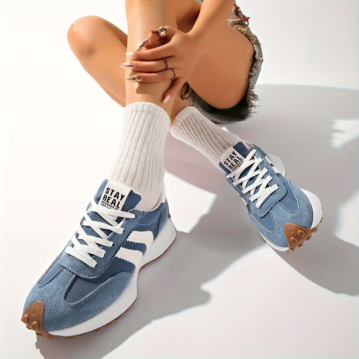 Women's Suede-Look Retro Platform Sneakers | Stylish Chunky White Sneakers