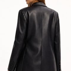 Women's Supple Leather Blazer | Elegant Structured Black Jacket for Evening Wear 0