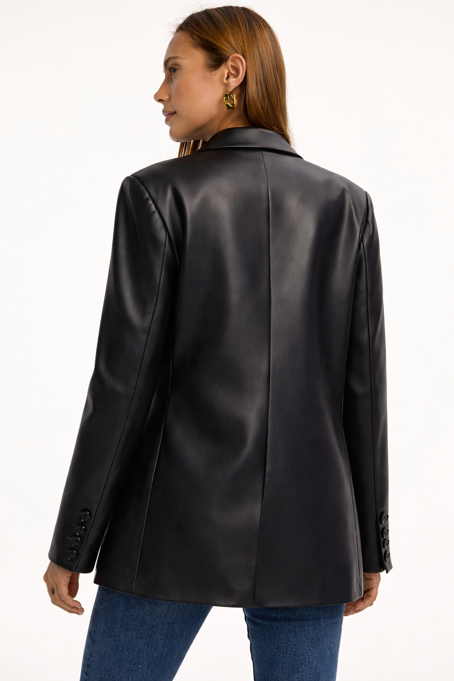 Women's Supple Leather Blazer | Elegant Structured Black Jacket for Evening Wear 0