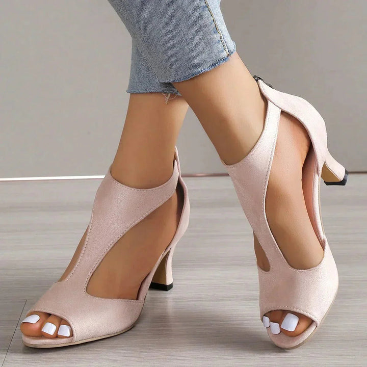Women's Supportive Leather T-Strap Heels | Elegant Open Toe Comfort Shoes 0