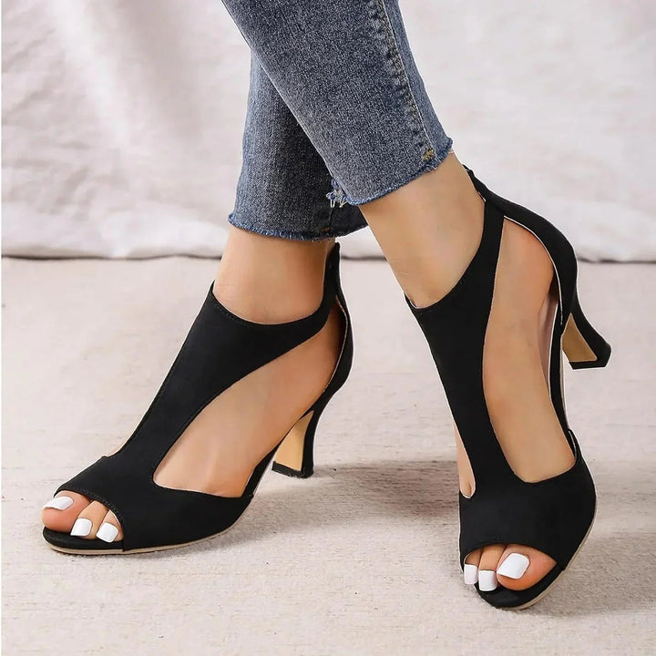 Women's Supportive Leather T-Strap Heels | Elegant Open Toe Comfort Shoes 1