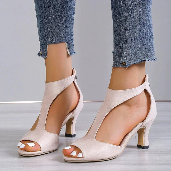 Women's Supportive Leather T-Strap Heels | Elegant Open Toe Comfort Shoes 3