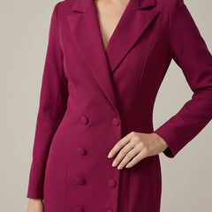 Women's Tailored Blazer Dress | Elegant Double-Breasted Office Wear | Stylish Structured Knee-Length Outfit 1