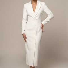 Women's Tailored Blazer Midi Dress | Elegant Fitted Formal Dress for Office & Evening 0