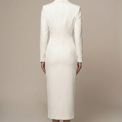 Women's Tailored Blazer Midi Dress | Elegant Fitted Formal Dress for Office & Evening 2